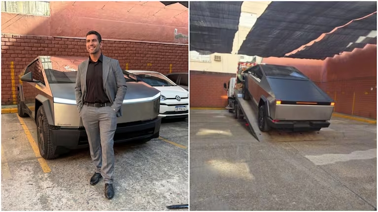La camioneta Tesla del diputado libertario fue remolcada por una grúa y crece la polémica